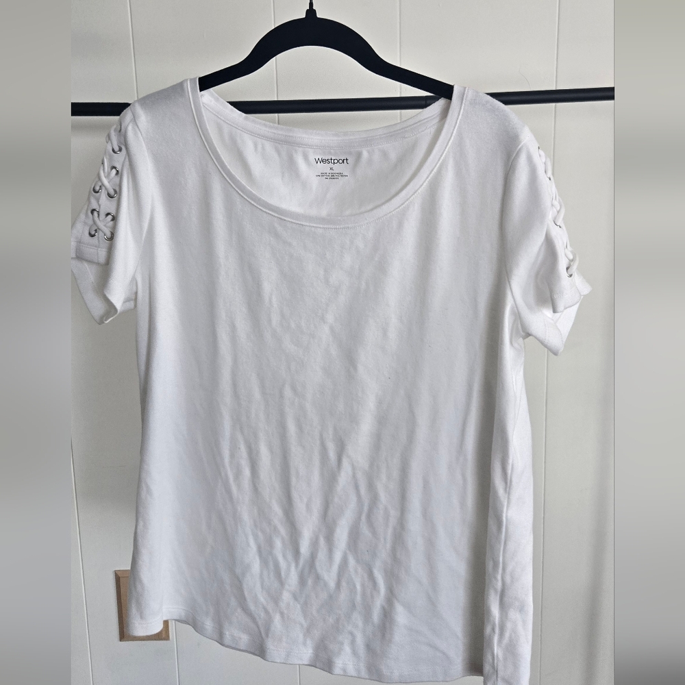 Westport White Cut Out Short Sleeve Tee